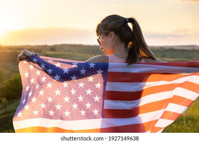 Back View Happy Woman Usa National Stock Photo 1927149638 | Shutterstock
