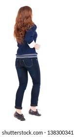 Back View Standing Young Beautiful Woman Stock Photo (Edit Now) 700803706