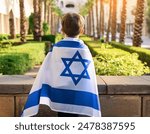 Back view of a kid wearing an Israeli flag, Israel Flag, Kids, Future, Jerusalem, Tel Aviv