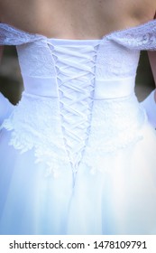 Back View Of Lace Up Wedding Or Debutante Dress