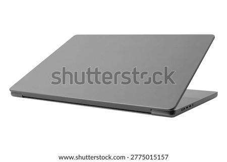 back view of laptop or notebook on white background with clipping path.