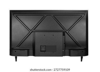 Back view of LED flat screen TV isolated on white background