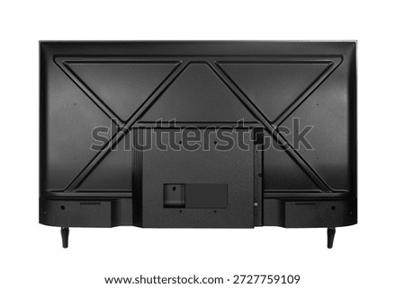 Back view of LED flat screen TV isolated on white background