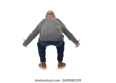 back view of a man lifting something heavy from the ground on white background - Powered by Shutterstock - Get 15% off with code: PIKWIZARD15