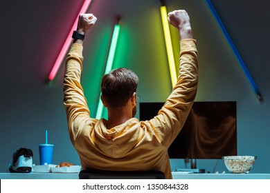Back View Man Looking Computer Monitor Stock Photo 1350844328 ...