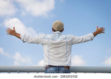 390 Man Raising His Arms Back View Images, Stock Photos & Vectors ...