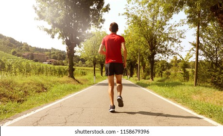 Back View Man Running Outdoor