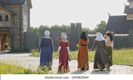 Back View Medieval Women Going On Stock Photo 1493823569 | Shutterstock