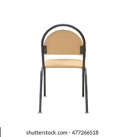 Back View Of Modern Office Chair From Brown Cloth. Isolated