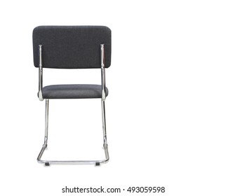 Back View Of Modern Office Chair From Gray Cloth. Isolated