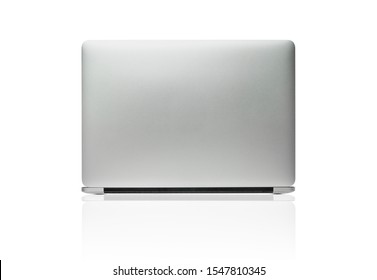 The Back View Of The New Laptop Isolated With Clipping Path On White Background