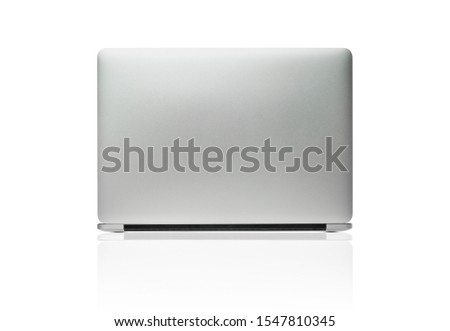 The back view of the new laptop isolated with clipping path on white background