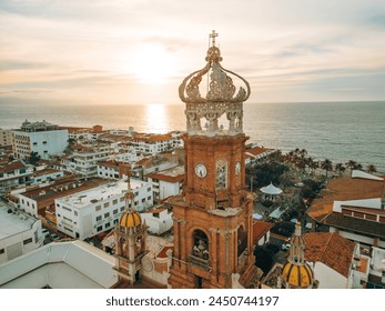 Back view of our Lady of Guadalupe church in Puerto Vallarta, Jalisco, Mexico at sunset. - Powered by Shutterstock