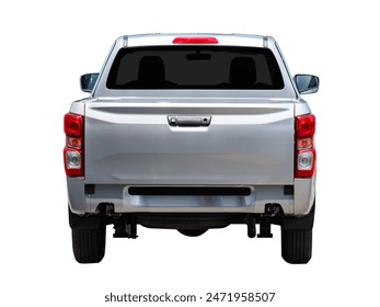 back view pick up truck isolated on white background.