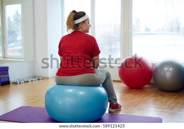 Back View Portrait Overweight Woman Working Stock Photo ...