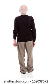 Back View Of Senior Man On White Background