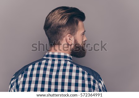 Similar – Image, Stock Photo Back hipster man in hat looking away