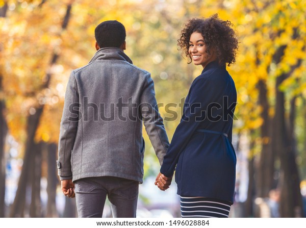 Back View Walking African American Young Stock Photo 1496028884 ...