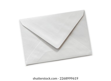 Back view of a white paper enveloppe isolated on white background