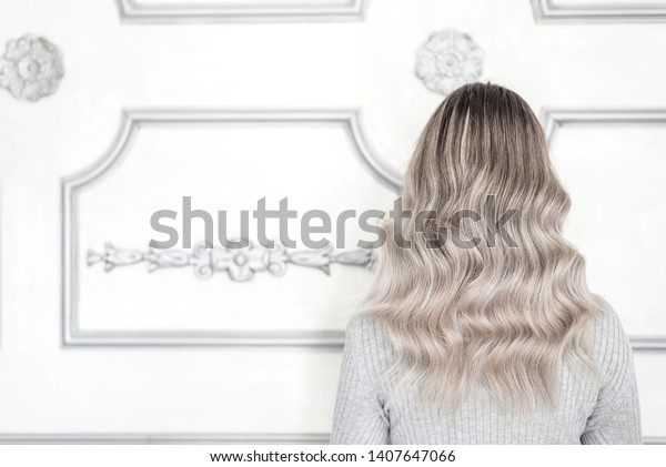 Back View Woman Beautiful Blond Ombre Stock Photo Edit Now
