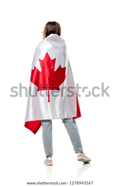 Back View Woman Covered Canadian Flag Stock Photo 1278943567 | Shutterstock