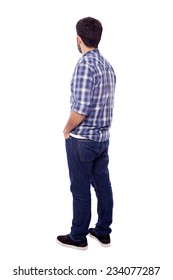 Back View Of Young Casual Man, Isolated On White Background