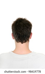 back view of the young man head. isolated on the white background