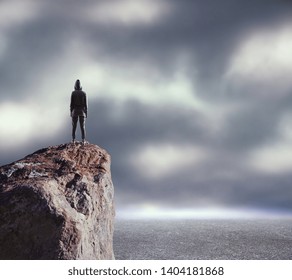 Back View Young Man On Cliff Stock Photo 1404181868 | Shutterstock