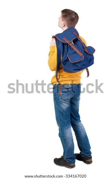 Back View Young Men Backpack Rear Stock Photo (Edit Now) 334167020