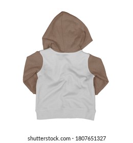 A Back View Zip Up Hoodie Mock Up In Royal Brown Color For Baby, For Creating A Beautiful And Believable Hoodie Template