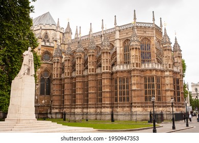 Back Of Westminster Abbey Showing Details Of English Gothic Architecture. London, England.