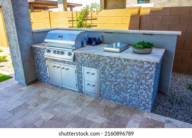 Back Yard Built-In BBQ Cooking Station - Shutterstock ID 2160896789