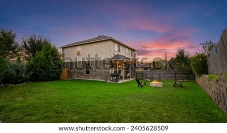 a back yard at sunset 