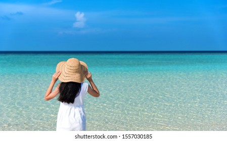 Back Young Asian Girl Walking On Stock Photo 1557030185 | Shutterstock