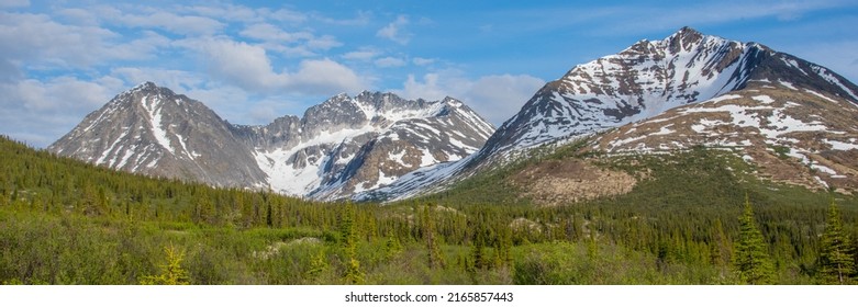 Backcountry Dirt Road In Northern Canada During Summer Time. Road Trip, Exploring Views. 