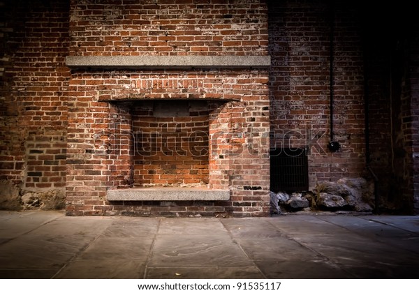 Backdrop Brick Fireplace Wall Vacant Setting Transportation