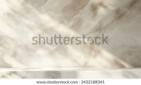 Backdrop for cosmetic products - brown plaster wall and marble table
