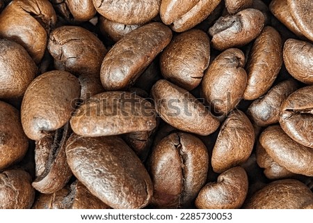 Backdrop representing halves of dark brown coffee beans. 