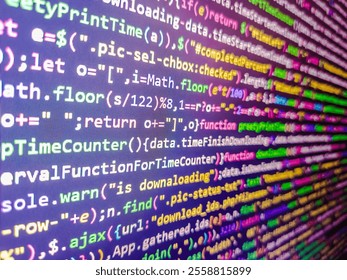Backend code can be used as background. Abstract seamless zigzag pattern with waves in white, green, blue, lilac tones. Pink color. The colorful code on screen. Code background. Happy birthday.