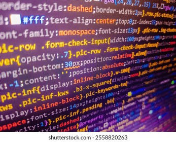 Backend code can be used as background. Sequence of numbers with bright colors on a black background. Software computer programming code and circuit board abstract technology background.