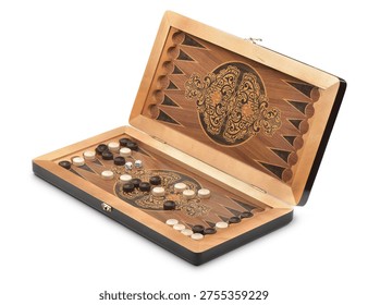 Backgammon board game isolated on white