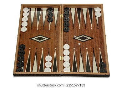 backgammon board in starting position isolated on white