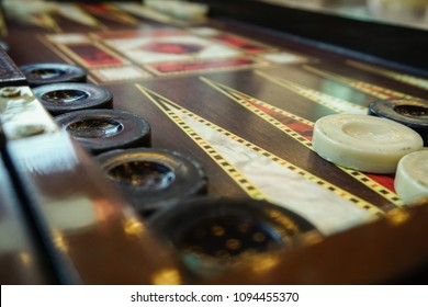 Backgammon Play and Dice close up view