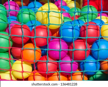 Backgroun Of Multicolored Ball Detail  In A Children Ball Pit.