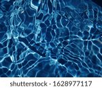 The abstract​ of surface​ blue​ water​ for​ background. The​ pattern​ of​ metal​ texture​ on​ blue​ water​ for​ background​