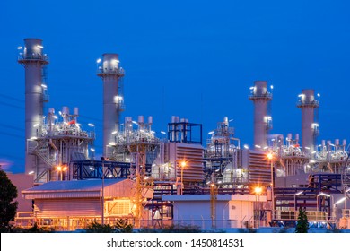 Electric​ Refinery​ And​ Petrochemical​ Plant​ Industry​, Natural​ Gas​ Storage​ ​tank​ With​ Blue​ Night​ Sky​ Background.