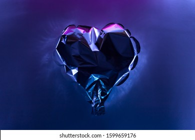 Background with abstrackt balloon heart of purple and blue neon lights . Backdrop for your design. trendy color 2020. Valentines day/ love concept - Powered by Shutterstock