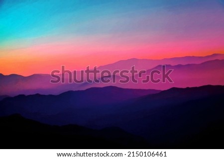 Background Abstract Misty Mountain Range Colourful Wallpaper Digital Art Gradiant Pastel Dramatic Backdrop