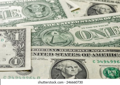 A background with american one dollar bills
