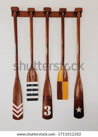 Background Art piece of wooden paddles